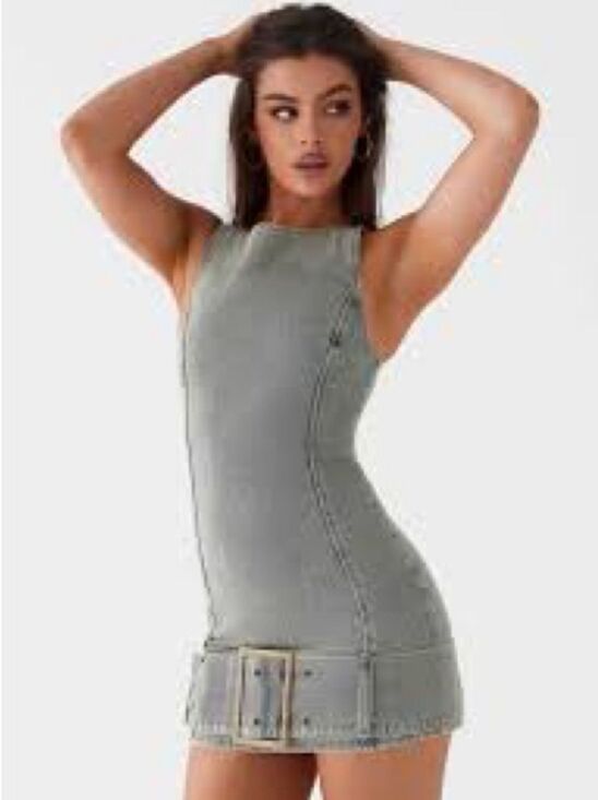 Peppermayo Dresses & Skirts - Peppermayo Dark Matter Sleeveless  Denim Mini Dress with Front Buckle NWT 8 US